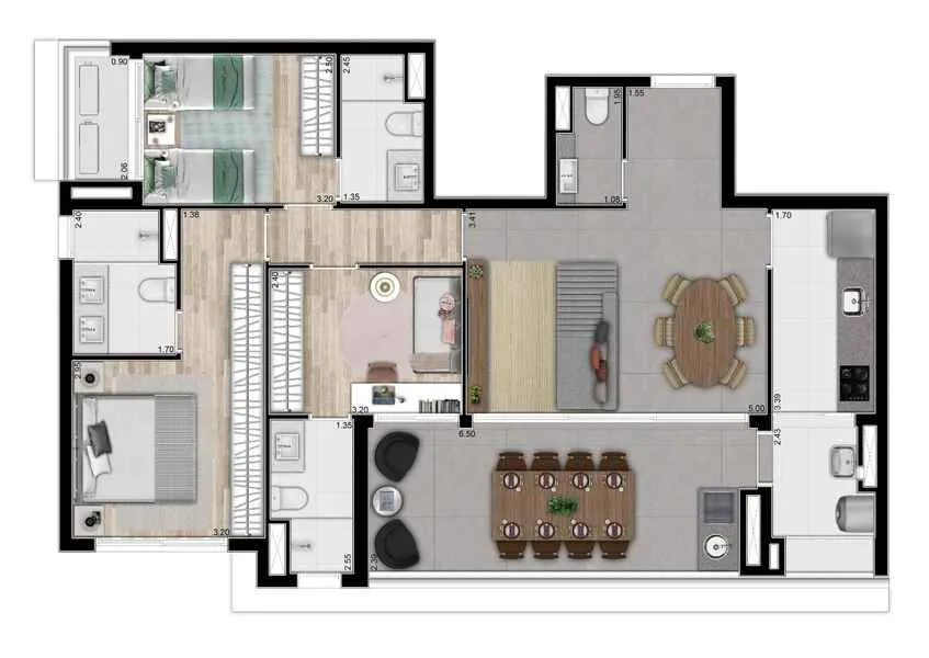 3 suítes - 110m² 