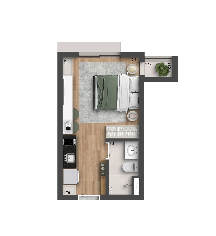 Studio - Planta Padrão 21m²