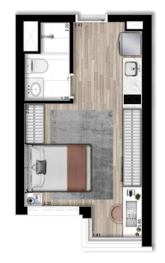 Studio 21m²