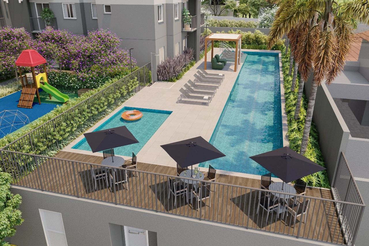 Voo das Piscinas do empreendimento Elev Ipiranga, em Ipiranga