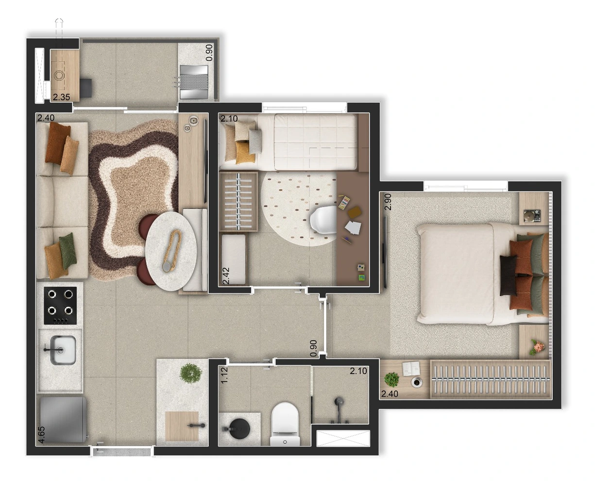 Apto 34m² Apto 34m²