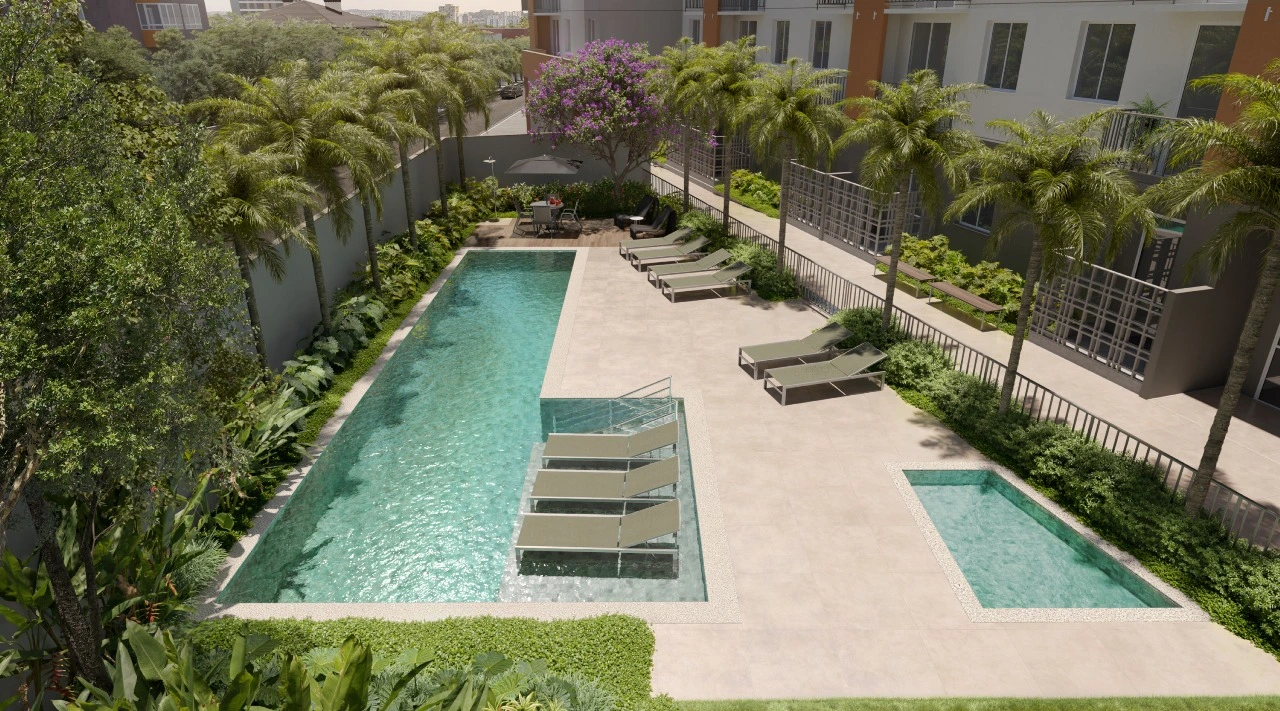 Voo Piscinas do empreendimento Elev Saúde, em Conceição