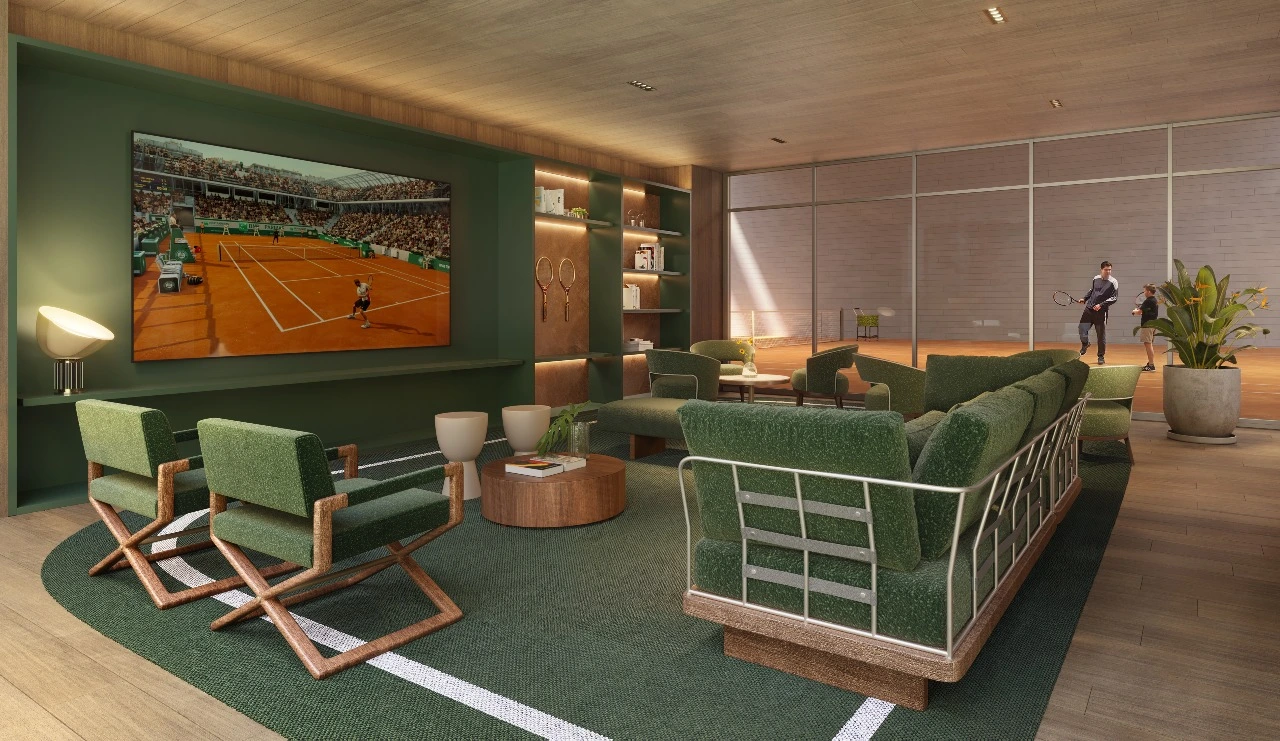 Tênis Lounge do empreendimento Granoscar Ibirapuera, em Moema