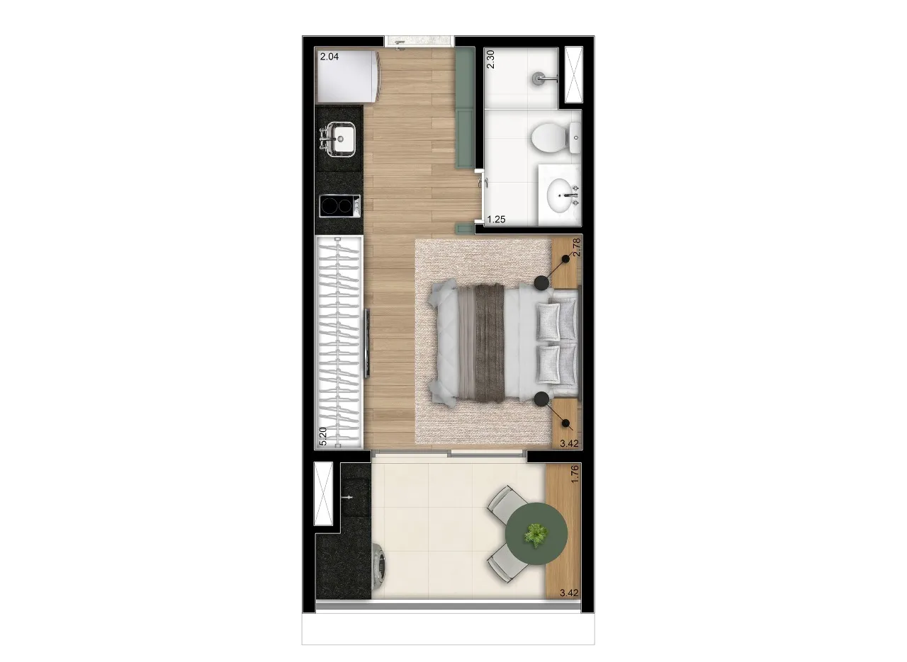 Planta do studio do The Collection Moema