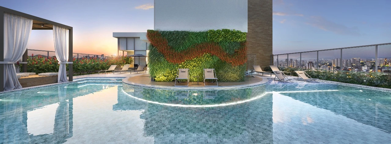 Piscina do empreendimento Tucuna 250, em Perdizes
