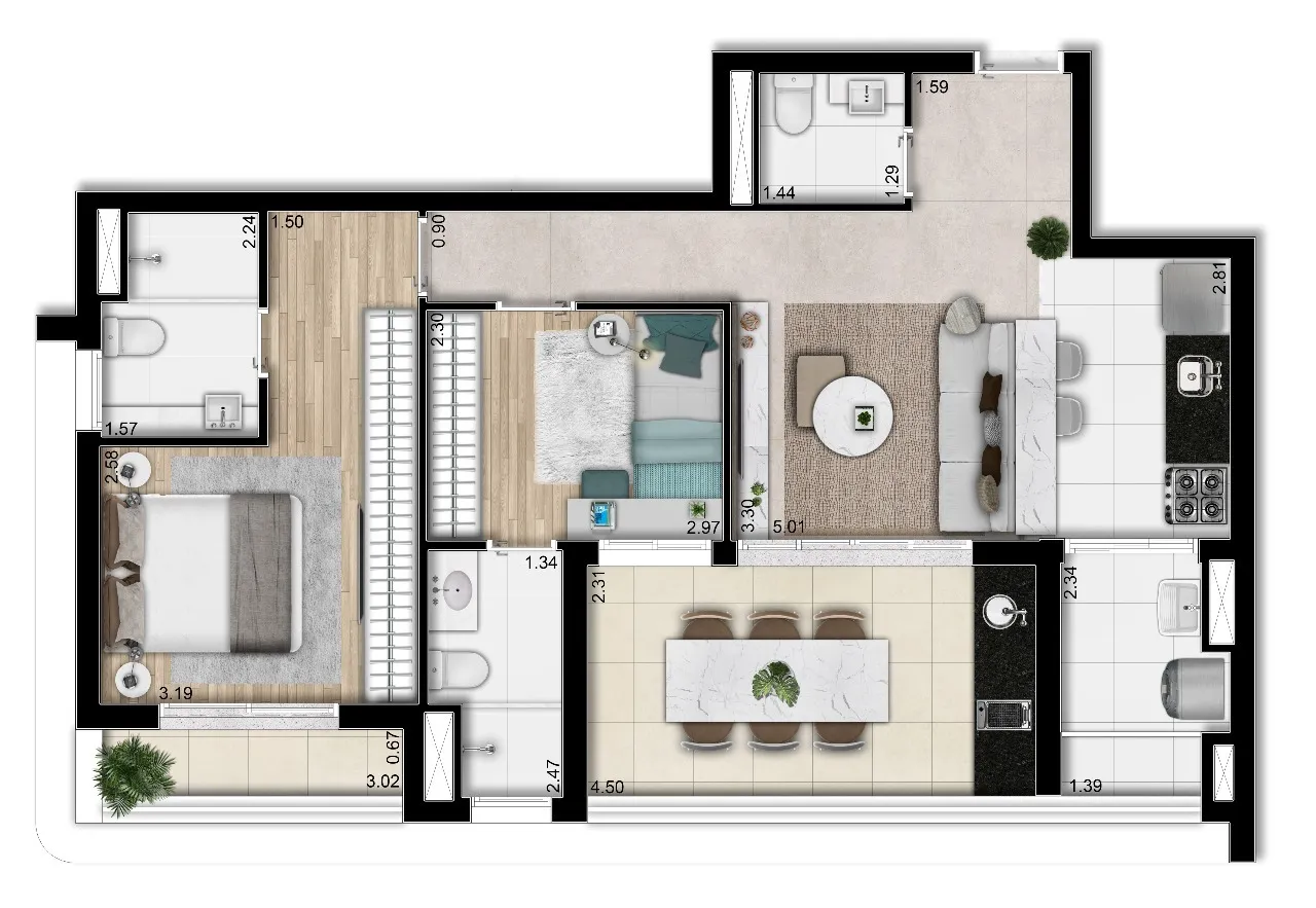 2 suítes - 78m²