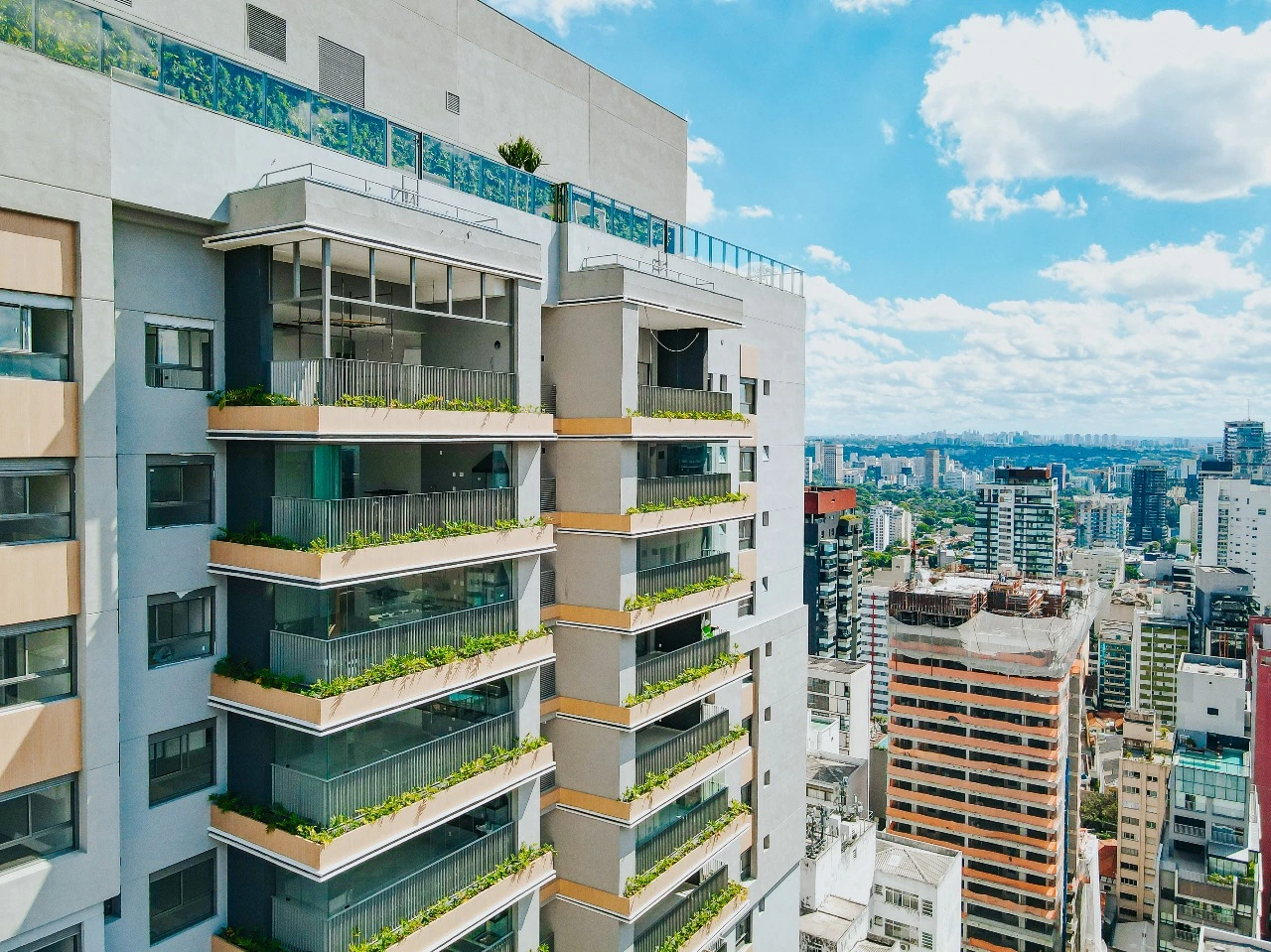 Detalhe Fachada do empreendimento Valen Capote Valente, em Pinheiros