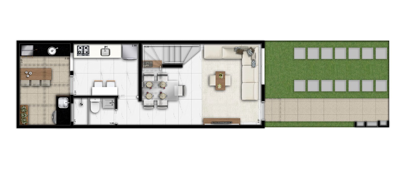 2 dormitórios - piso inferior 