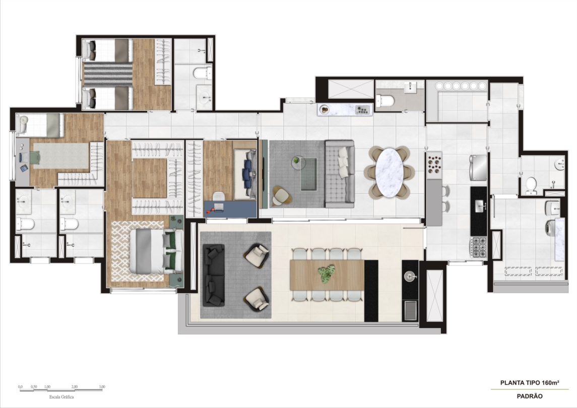 4 dorms - 160 m²