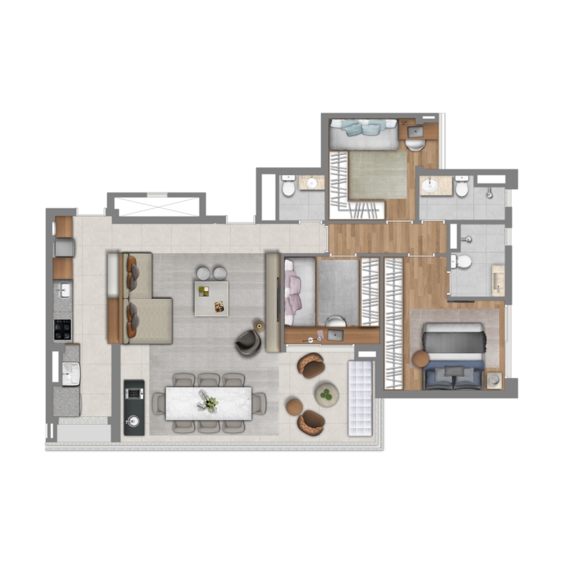 3 dormitórios - 110 m²