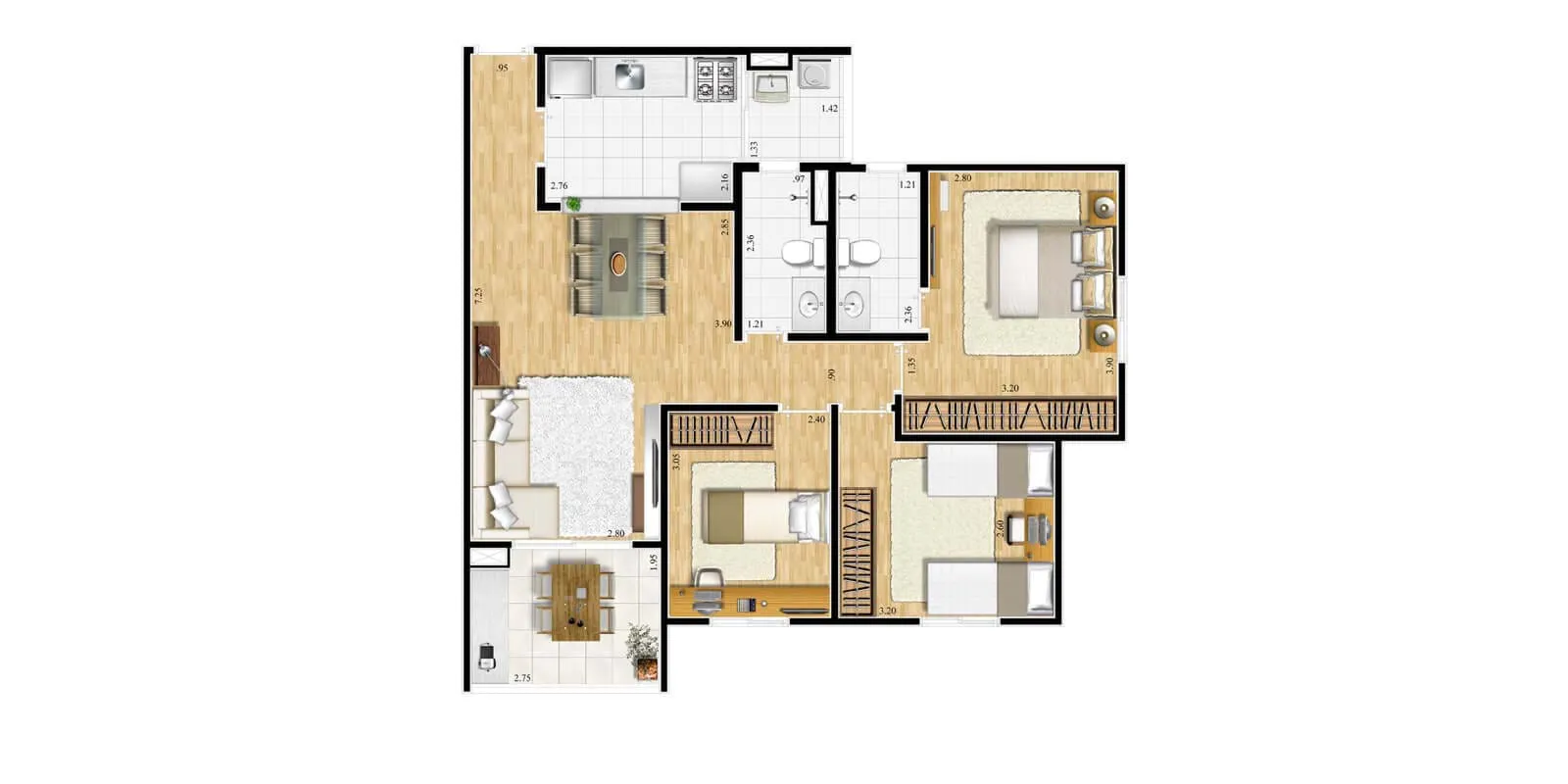 Planta 78m²